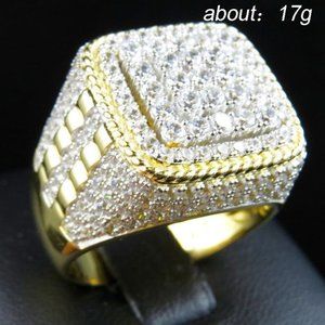 💞Crystal Rhinestone Zircon Wedding14K Gold Plated Diamond Ringfor Men UN…